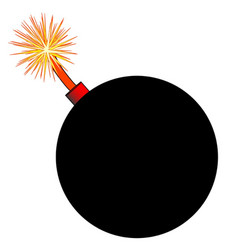 Old Black Cartoon Style Bomb With Lit Fuse