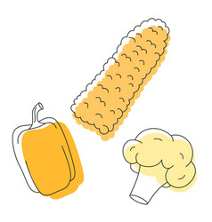 Farm Fresh Yellow Vegetables Doodle Line Set