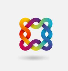 Intertwined Geometric Shapes In Rainbow Colors