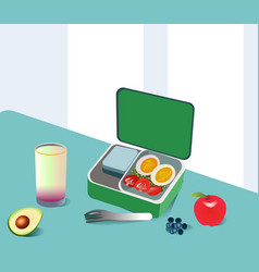 School Breakfast Lunch Box Set Avocado Apple