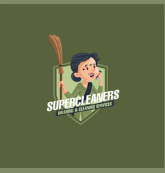 Super Cleaners Mascot Logo