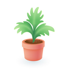 Green Plant In Red Pot 3d Icon