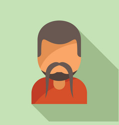 Long Mustache Beard Icon Flat Man Style