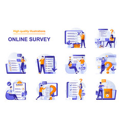 Online Survey Web Concept With People Scenes Set