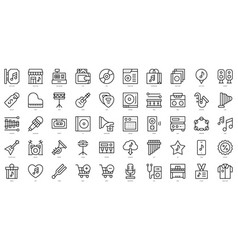 Set Of Thin Line Music Store Icons