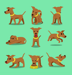 Cartoon Character Brown Greyhound Dog Poses