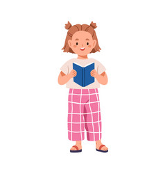 Cute Girl Reading Aloud Happy Child Reader