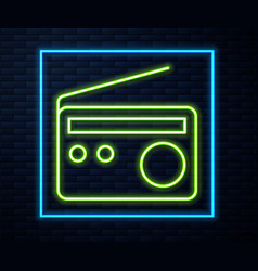 Glowing Neon Line Radio With Antenna Icon Isolated