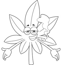 Outlined Funny Marijuana Leaf Cartoon Character