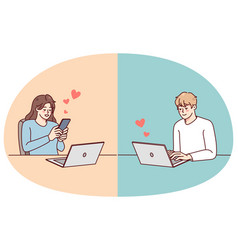 Couple Communicate Online With Relationship