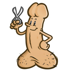 Penis Cartoon With Vasectomy Scissors