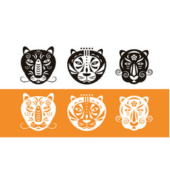 Tiger Logo Design Set Stencil Stamp Template