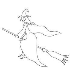 Witch Flies On A Broomstick Sketch