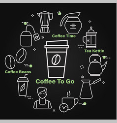 Coffee To Go Chalk Banner Linear Icons