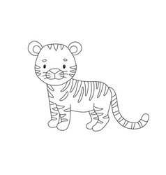 Cute Tiger In Line Style Drawing African Baby