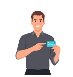 Man Showing Or Holding Credit Debit Card