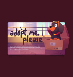 Adopt Me Poster With Cute Dog In Cardboard Box