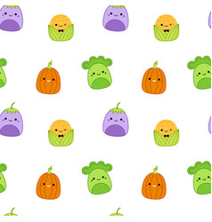 Kawaii Vegetables On Seamless Pattern