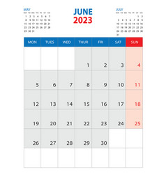 Calendar 2023 Template - June Year