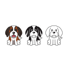 Cartoon Set Of Saint Bernard Dog