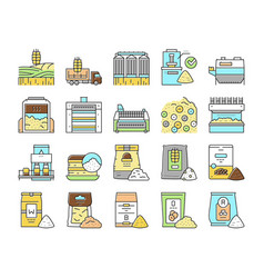 Flour Factory Industry Production Icons Set