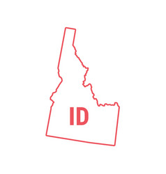 Idaho Us State Map Red Outline Border