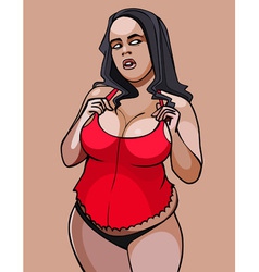 Cartoon Fat Girl In Shorts And Corset