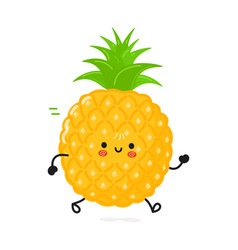 Cute Funny Running Pineapple Hand Drawn