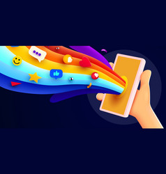 Hand Holding Phone Mockup Color Explosion