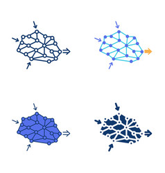 Neural Network Icon Set In Flat And Line Style