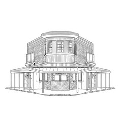 City Store Frontal View Line Art