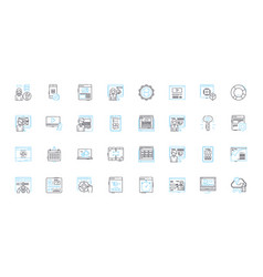 E-trading Linear Icons Set Digital Securities