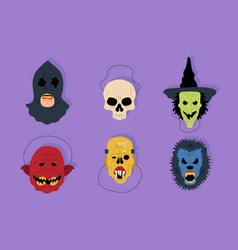 Flat Halloween Mask Elements Set