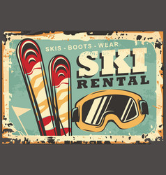 Ski Rental Retro Winter Sign Design