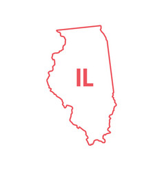 Illinois Us State Map Red Outline Border