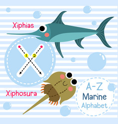 Letter X Tracing Xiphias Xiphosura Marine Alphabet