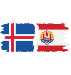 French Polynesia And Iceland Grunge Flags