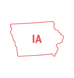 Iowa Us State Map Red Outline Border