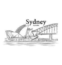 Hand Drawn Black And White Of Sydney City