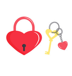 Heart Lock And Golden Key With Keychain