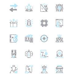 Action Planning Linear Icons Set Trategy Goal