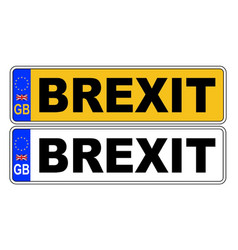 Uk Front And Back Number Plate With Text Brexit