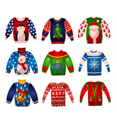 Set Of Beautiful Cute Christmas Sweaters