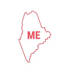 Maine Us State Map Red Outline Border