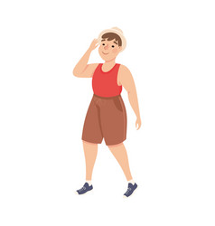 Plus Size Man Character In Shorts Walking