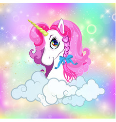 Unicorn night galaxy background with rainbow mesh Vector Image