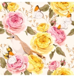 English Roses And Birds Seamless