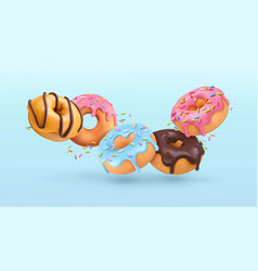 Falling Glazed Donuts With Sprinkles 3d Realistic