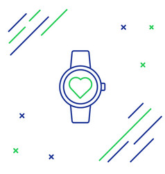 Line Smart Watch Showing Heart Beat Rate Icon