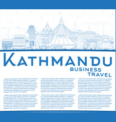 Outline Kathmandu Nepal City Skyline With Blue